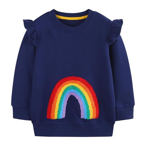 Dinopjs Mädchen Sweatshirts 3D-Strick-Regenbogen Pullover Kinder Lässige Langarm Jumper Warme Baumwolle Shirts, Feiertage, Events, Geburtstag Geschenke für 2-7 Jahre, 92-122, mit Blütenschultern Dinopjs Mädchen Sweatshirts 3D-Strick-Regenbogen Pullover Kinder Lässige Langarm Jumper Warme Baumwolle Shirts, Feiertage, Events, Geburtstag Geschenke für 2-7 Jahre, 92-122, mit Blütenschultern von Dinopjs