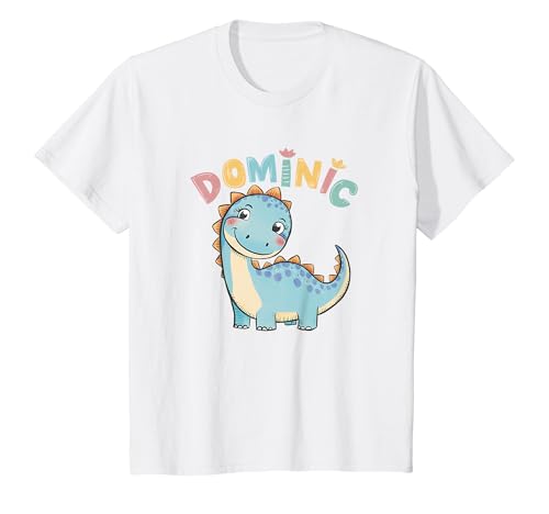 Kinder Dominic Dinosaurier Adventure Personalisiertes Kinder Name Geschenk T-Shirt von Dinosaurs Personalized Gift for Kids