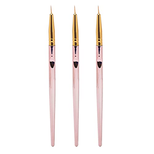 3-teiliges Nail-Art-Liner-Pinsel-Set Nylon-Pinselspitzen-Malpinsel Nail-Art-Liner-Stift-Set für Kurze Striche und Details (Gold) von Dioche