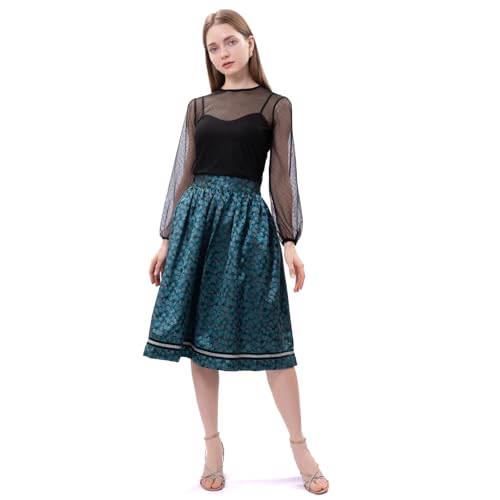 Dirndlparty Trachtenrock Damen Knielang, Dirndl Rock Damen Schwarz Trachten Trachtenrock Midi aus Jacquad Trachten Rock 65CM Grün für Oktoberfest, Größe 42 Dirndlparty Trachtenrock Damen Knielang, Dirndl Rock Damen Schwarz Trachten Trachtenrock Midi aus Jacquad Trachten Rock 65CM Grün für Oktoberfest, Größe 42 von Dirndlparty