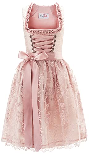 Dirndlspatz Midi Dirndl Damen Rose aus Exklusiver Kollektion inkl. Spitzenschürze Gr.38-54 DS1001 (as3, Numeric, Numeric_38, Regular, Regular) von Dirndlspatz