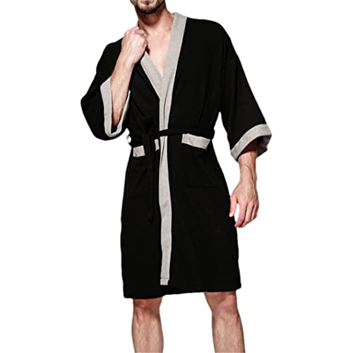 Disimlarl Sommer Frühling Herren Bademantel 8XL Brust 140 cm 7XL 6XL Übergröße Nachtwäsche Pyjama Schwarz 7XL, Schwarz , 7X-Large von Disimlarl