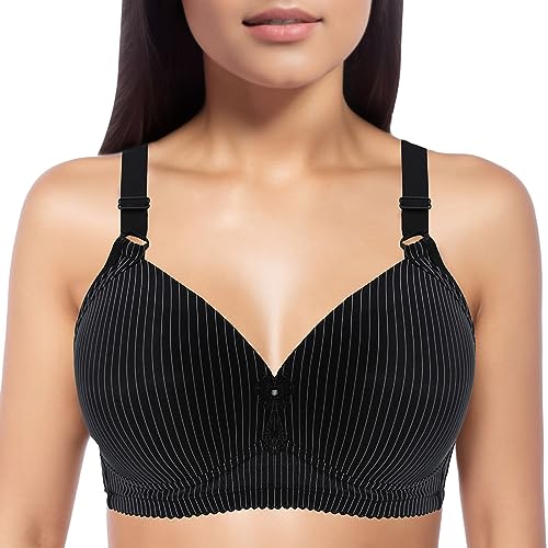 Damen Comfort Bra Baumwolle Atmungsaktiv Tshirt BH V-Ausschnitt Push Up Bequeme Ohne Bügel Unterwäsche Schlaf BH Oberteil Yoga Sexy Elegant Rückenfreies Zero Feel Bralette Shape Bra Schwarz,115 von Dislsokrhov