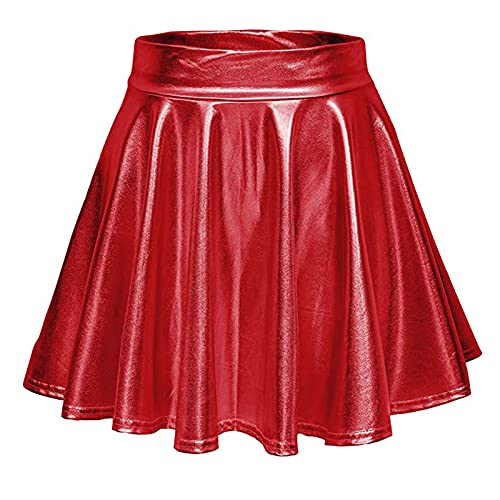 Damen Kurz Retro Hohe Taille Tutu Rock Tüllrock Ballett A-Linie Knielang Sommerrock Unregelmäßiges Netz Petticoat Tütü Minirock Pliseerock für Cosplay Halloween Party Karneval Rot,XL von Dislsokrhov