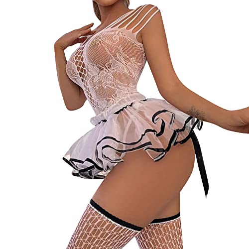 Dislsokrhov Damen Dessous Set Bodys Kleid Nachtwäsche Babydoll Dessous Swingerclub Nigleege Party Negligee Frau Kleider Spitzen Grosse Grössen String Tanga Party Outfit Damen Sexy 09 Schwarz, M von Dislsokrhov