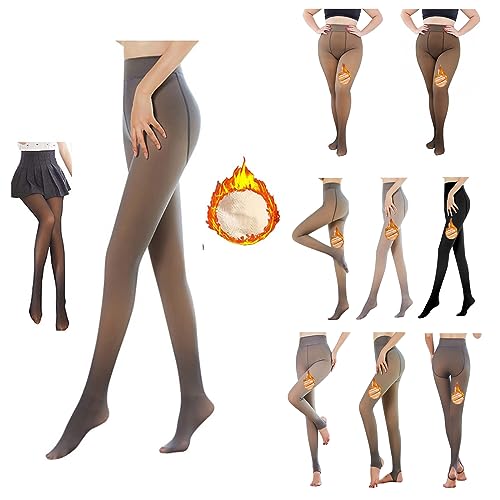 Dislsokrhov Damen Strumpfhosen Hautfarben Plüschstrümpfe Perfekt Beine abnehmen durchscheinend Warm Fleece Pantyhose -wärmende Thermostrumpfhose für Damen, verdickte Leggings Hautfarben 2023 von Dislsokrhov