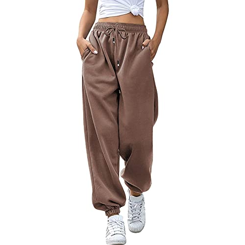 Hosen Damen Musselin Jogahosen Damen Sporthose Dünne Casual Baumwollhose Mädels 2000Er Kleidung Freizeithose Stockholm Style Cargohose Womens Chino Hose 05-Kaffee, L von Dislsokrhov