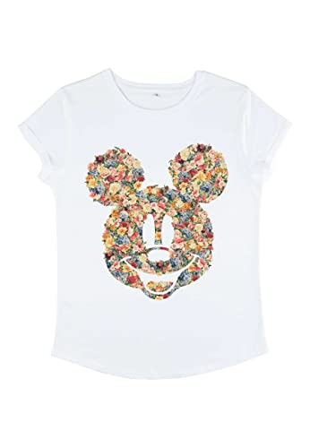 Disney Mickey & Friends - Floral Mickey Women's Rolled-sleeve White XL von Disney