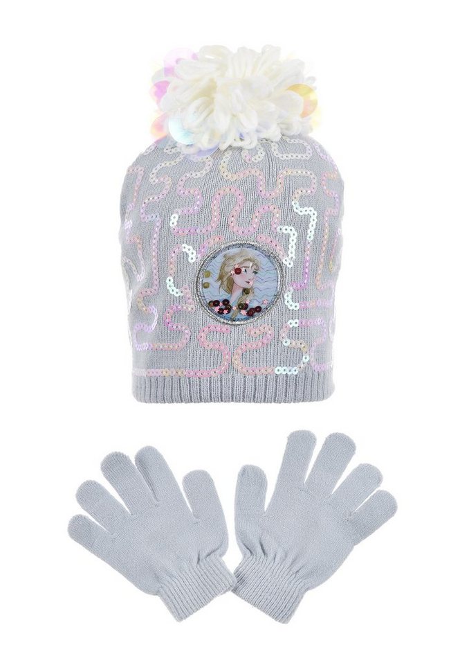Disney Frozen Bommelmütze Eiskönigin Anna & Elsa Kinder Mädchen Winter-Mütze Handschuhe (SET) von Disney Frozen