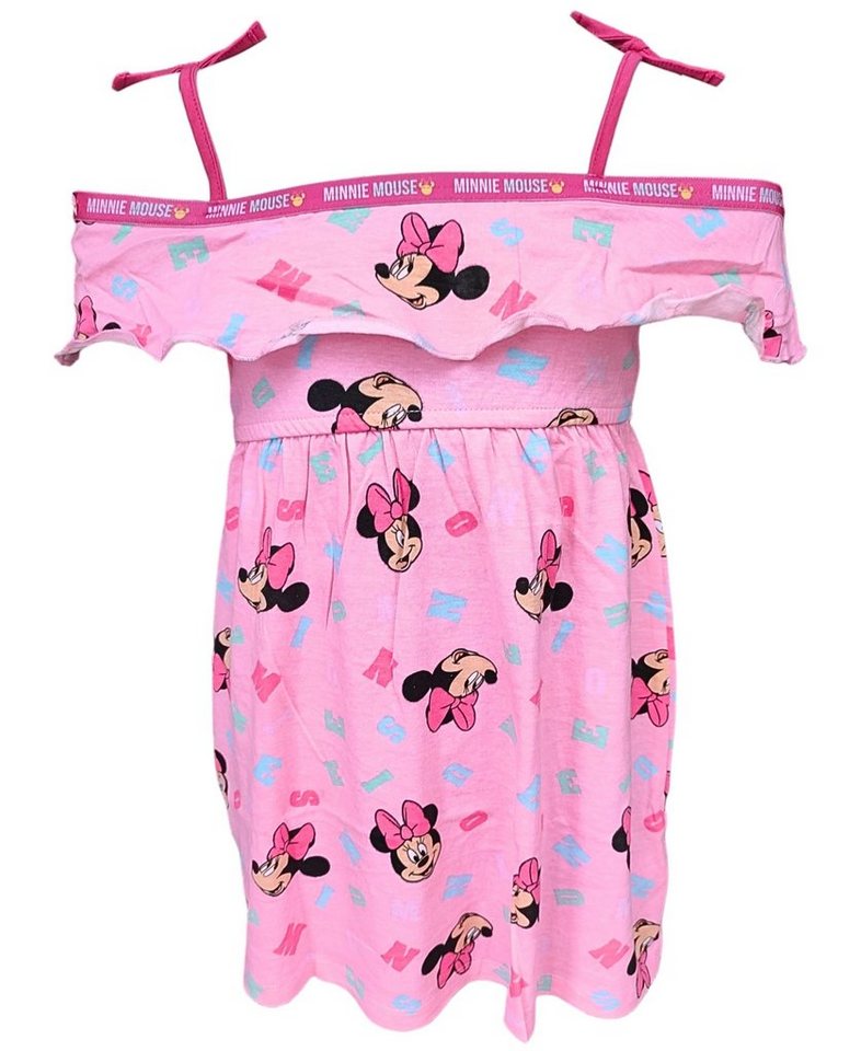 Disney Minnie Mouse Sommerkleid Minnie Maus Off-Shoulder Jerseykleid für Mädchen Gr. 104-134 cm von Disney Minnie Mouse