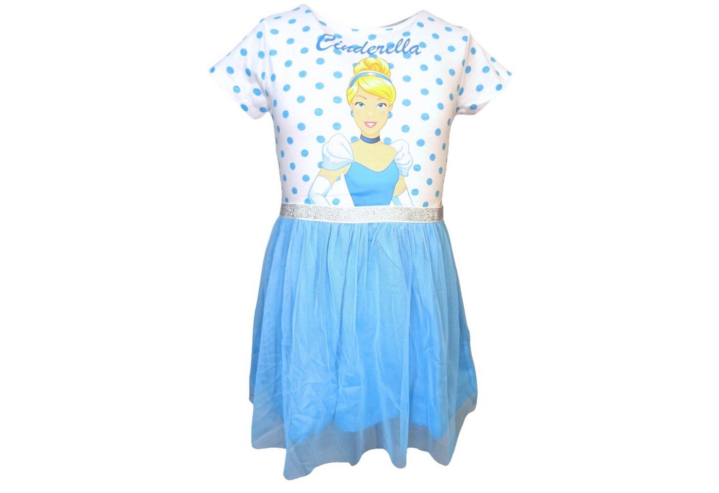 Disney Princess Sommerkleid Cinderella Tüllkleid mit Glitzerdetails Gr. 104 -134 cm von Disney Princess
