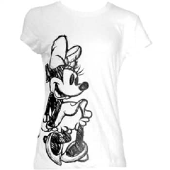 Damen T-Shirt Minnie Mouse Skizze Weiß, Weiß, Mittel von Disney