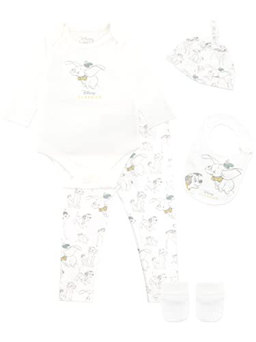 Disney Baby Dumbo Bodysuit mit Hut und Latz Outfit 5-teiliges Set für Jungen und Mädchen 80 Weiß Disney Baby Dumbo Bodysuit mit Hut und Latz Outfit 5-teiliges Set für Jungen und Mädchen 80 Weiß von Disney