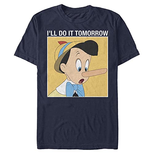 Disney Classics Unisex Pinocchio-Do It Tomorrow Organic Short Sleeve T-Shirt, Navy Blue, XXL von Disney