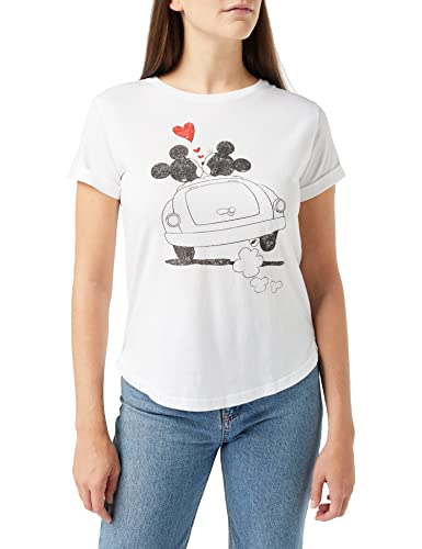 Disney Damen Mickey und Minnie Herzen T-Shirt, weiß, M von Disney