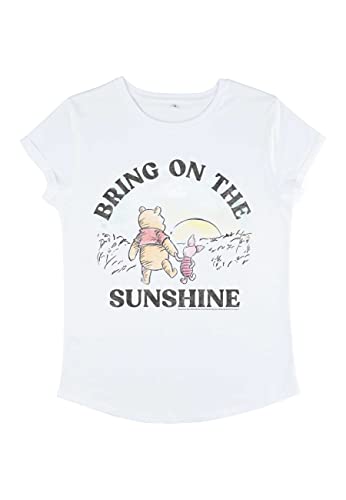 Disney Damen Winnie The Pooh Bring On The Sunshine Women's Organic Rolled Sleeve T-shirt, Weiß, M von Disney