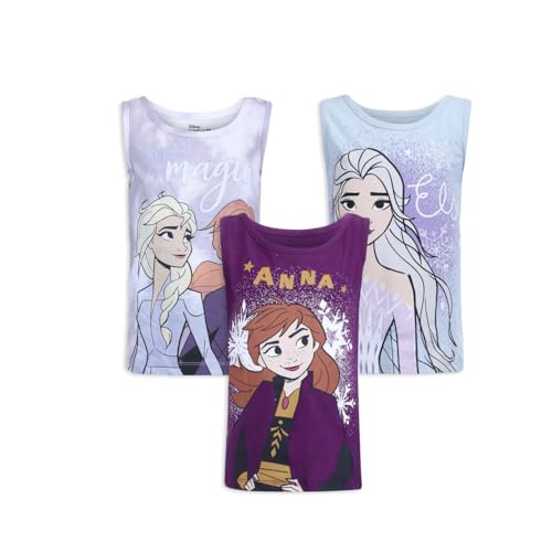 Disney Frozen Mädchen 3er-Pack Elsa und Anna ärmelloses Hemd-Set, Blau, 6X von Disney