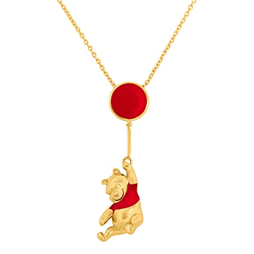 Disney Halskette mit schwebendem Ballon Winnie Puuh rot und goldfarben CF01179YL-Q, Einheitsgröße, Messing, Kein Edelstein von Disney