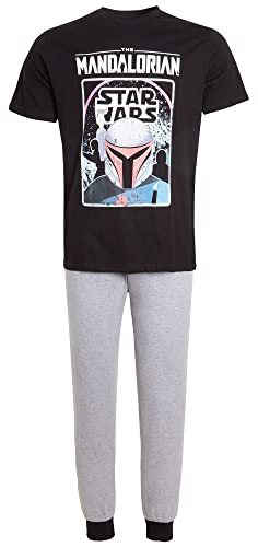 Disney Herren Mandalorian Pyjama für Herren Teens Bob Fett Pjs Kurzarm T-Shirt + Loungepants Geschenkset, Schwarz , S von Disney