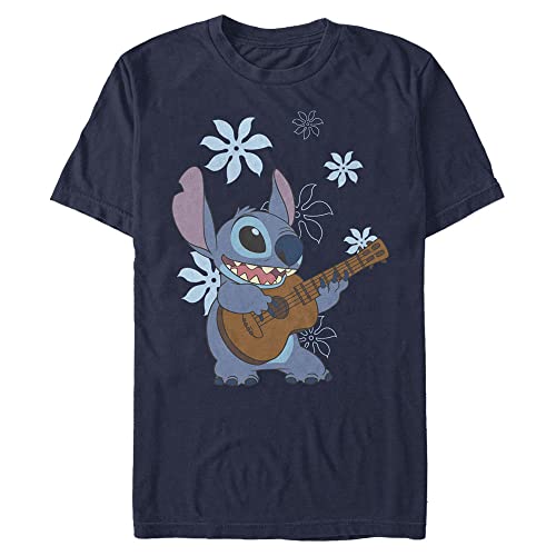 Disney Herren Stitch Flowers T-Shirt, Marineblau Heather, 5XL Groß Tall von Disney