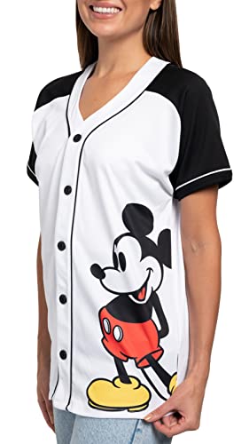 Disney Mickey Minnie Mouse Woman's Jersey Shirt Button Front Print Back 28 von Disney