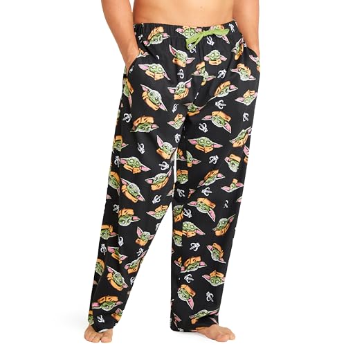 Disney Nightmare Before Christmas Pyjamahose Herren Lang - Baby Yoda Schlafanzug Herren Lang in den Größen S-3XL (Schwarz Baby Yoda, 2XL) von Disney