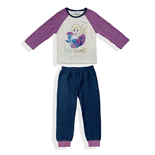 Disney Schlafanzug Eiskönigin Winter ELSA Lange Ärmel Mädchen Fleece Mädchen 5950, violett, 5 Jahre von Disney