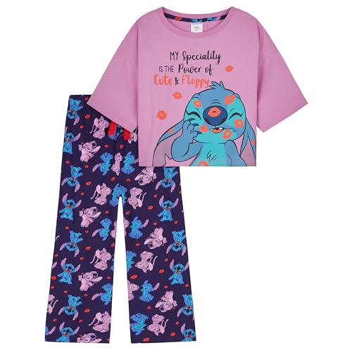 Disney Stitch Schlafanzug Mädchen, 4-14 Jahre - Stitch Langer Pyjama für Mädchen - Weihnachtlicher Schlafanzug (Rosa/Marineblau, 4-5 Jahre) von Disney