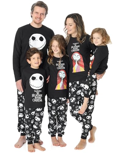 Disney The Nightmare Before Christmas Familien-Pyjama | Jack Skellington Sally Halloween Festliches Pyjama-Set | Herren Damen Jungen Mädchen Passende Nachtwäsche, Herren - Schwarz, XL von Disney