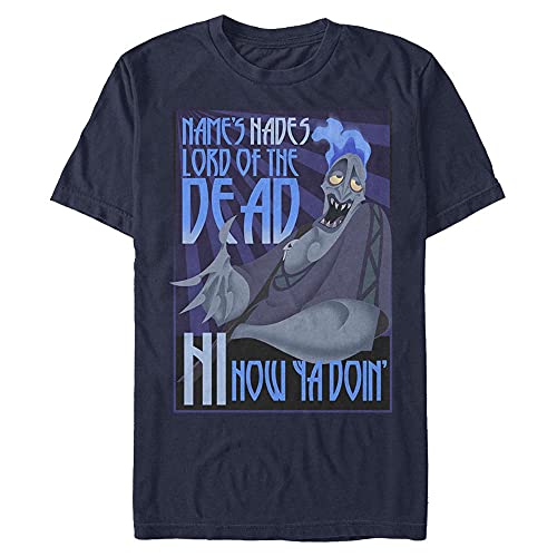 Disney Unisex Hercules Names Hades Organic Short Sleeve T-shirt, Navy Blue, L von Disney