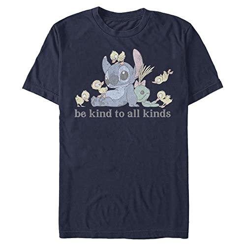 Disney Unisex Lilo & Stitch Kind To All Kinds Organic Short Sleeve T-shirt, Marineblau, L von Disney