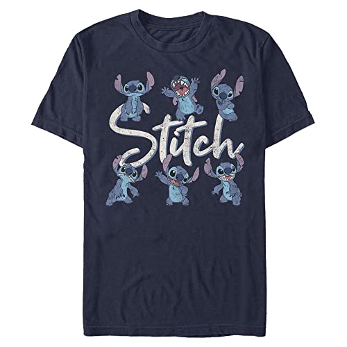 Disney Unisex Lilo & Stitch Stitch Poses Organic Short Sleeve T-shirt, Marineblau, S von Disney