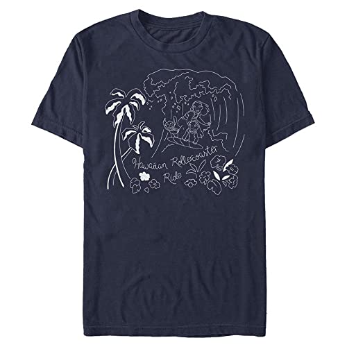 Disney Unisex Lilo & Stitch-Stitch Surf Line Art Organic Short Sleeve T-Shirt, Navy Blue, XXL von Disney