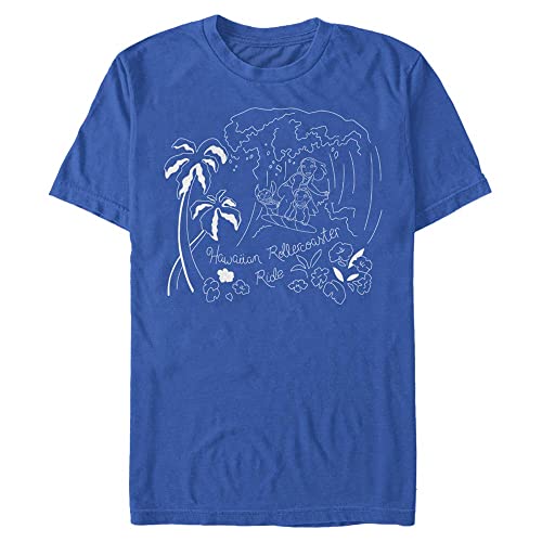 Disney Unisex Lilo & Stitch Stitch Surf Line Art Organic Short Sleeve T-shirt, Bright Blue, XL von Disney