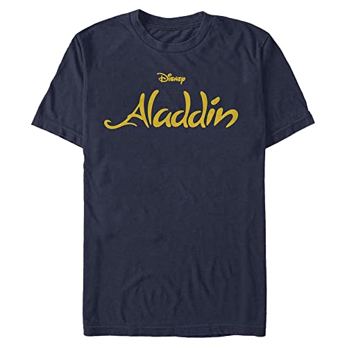 Disney Unisex Simple Aladdin Logo Organic Short Sleeve T-Shirt, Navy Blue, XL von Disney