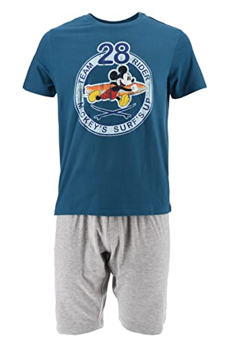 Mickey Mouse Herren Kurz Pyjama Schlafanzug (Blau,L) von Disney