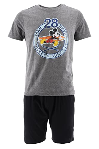 Mickey Mouse Herren Kurz Pyjama Schlafanzug (Grau,L) von Disney