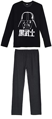 Star Wars Herren Lang Pyjama Schlafanzug, XL,Schwarz von Disney