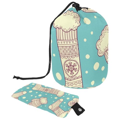 Make-up-Tasche mit Kordelzug, fassförmige Reise-Kosmetiktasche, Make-up-Tasche, faltbare Kulturbeutel, Organizer Aufbewahrungstasche für Damen und Mädchen – Fäustlinge und Wollsocken, multi, Make-up-Tasche mit Kordelzug, fassförmige Reise-Kosmetiktasche, Make-up-Tasche, faltbare Kulturbeutel, Organizer Aufbewahrungstasche für Damen und Mädchen – Fäustlinge und Wollsocken, multi, von Diusye