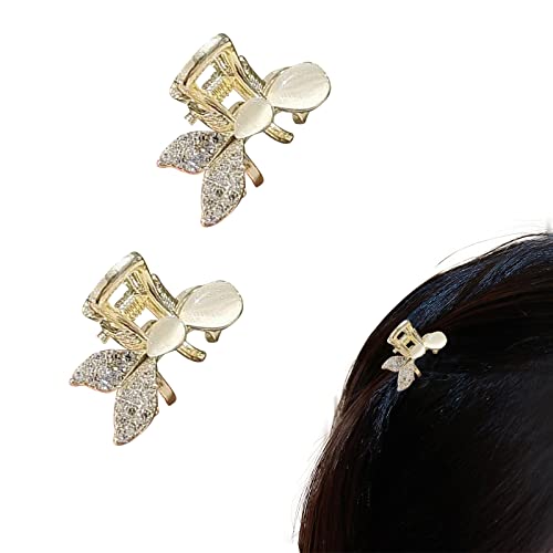 2 Stück kleine Haarklammern, Mini-Strass-Klammern, kleine Haarspangen, kleine Haarklammern für Haare, Strasssteine, Metallklemmen, rutschfeste Klemmen, süße Pony-Clips für Frauen und Mädchen von Diyfixlcd