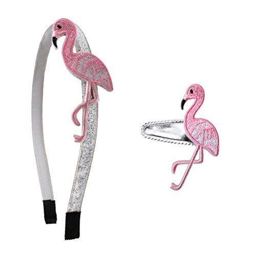 2-teiliges niedliches Flamingo-Stirnband-Stickerei-Set für Mädchen, Kopfbedeckung, Haarnadeln von Diyfixlcd