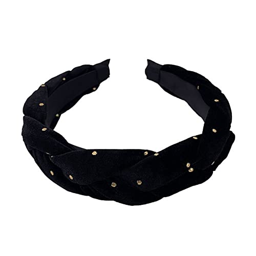 Geflochtenes Samt-Stirnband für Damen, 3,6 cm, Vintage-Stil, schwarz, breites Haarband, Criss Cross Braide, Stirnband, Haar-Accessoires von Diyfixlcd