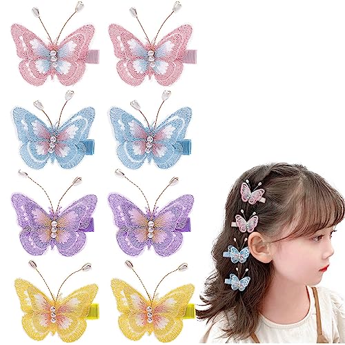 Haarspangen für Kinder, Schmetterlings-Haar-Accessoires, Haarspangen, Krokodilnadeln, Haarspangen für Frauen, Mädchen, Teenager, 8 Stück von Diyfixlcd