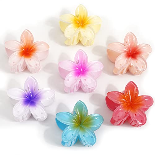 Hawaiianische Haarklammern für dickes Haar, 7 Stück, Blumen-Haarspangen, große Plumeria-Clips, Hibiskus-Haarspange, Haarschmuck für Frauen von Diyfixlcd