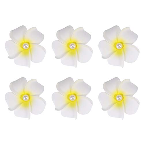 Hawaiianische Plumeria-Haarspangen, 8 Stück, künstliche Schaumstoff-Blumen, Aligaror-Haarspangen, Perlen, Strand-Haarspangen für Frauen und Mädchen von Diyfixlcd