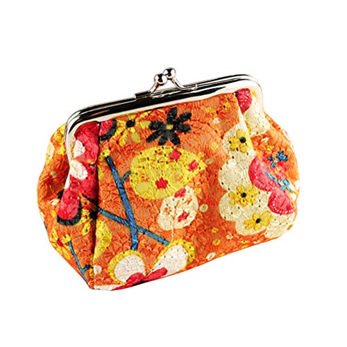 Münzgeldbörse mit Blumenmotiv, bestickter Stoff, Make-up-Tasche, Vintage-Make-up-Organizer, Tasche mit Kussverschluss, mehrfarbig von Diyfixlcd