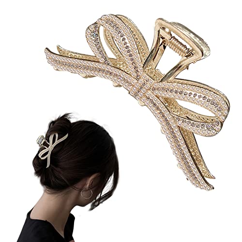 Pearl Claw Clip Bow Claw Clips Large Hair Claw Clips for Women Nonslip Hairpin Pearl Hair Clips for Thick Hair von Diyfixlcd