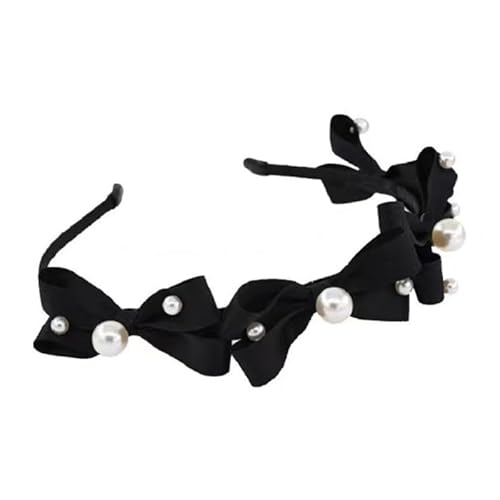 Schwarze Schleife Stirnband Gesicht Waschen Sport Perle Stirnband für Frauen Perle Stirnband Hochzeit Perle Stirnband Haarschmuck von Diyfixlcd