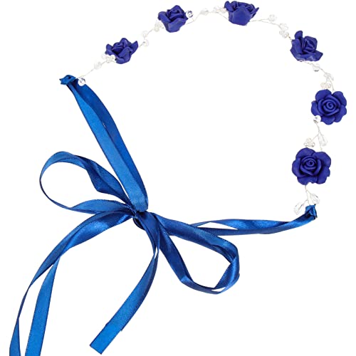 Strand-Accessoires, Kristall, marineblau, Blume, Kopfschmuck, Strass, Braut-Stirnband, Hochzeit, Braut, blaue Rosenranken, marineblau, Haarschmuck für die Braut von Diyfixlcd