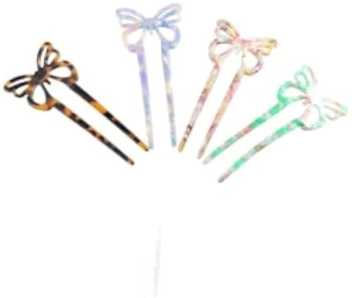 U-förmige Haarnadeln für Dutt, Schildpatt-Schmetterlinge, Haargabeln mit ausgehöhlten Schmetterlingen, elegante Chignon-Nadel für Frauen und Mädchen, 4 Stück von Diyfixlcd